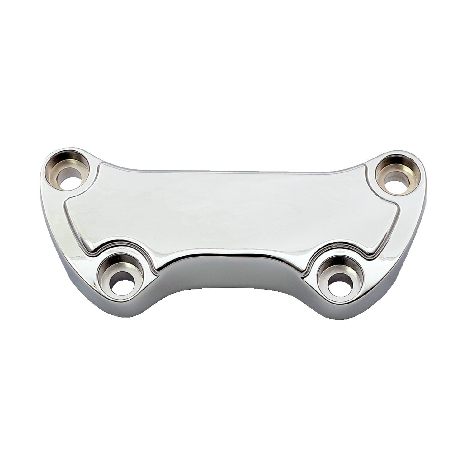 Handlebar clamp Low Scalloped, with skirt, Silver, Chrome