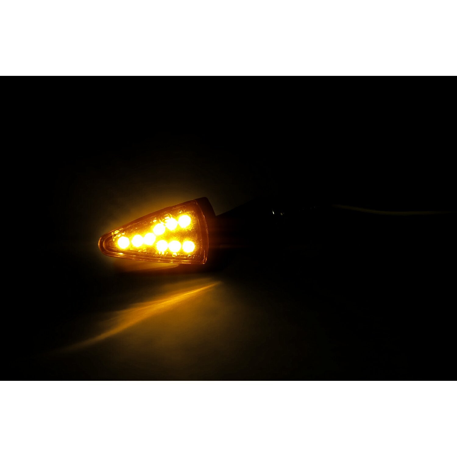 Black peak, LED turn signals. Black. Smoke lens