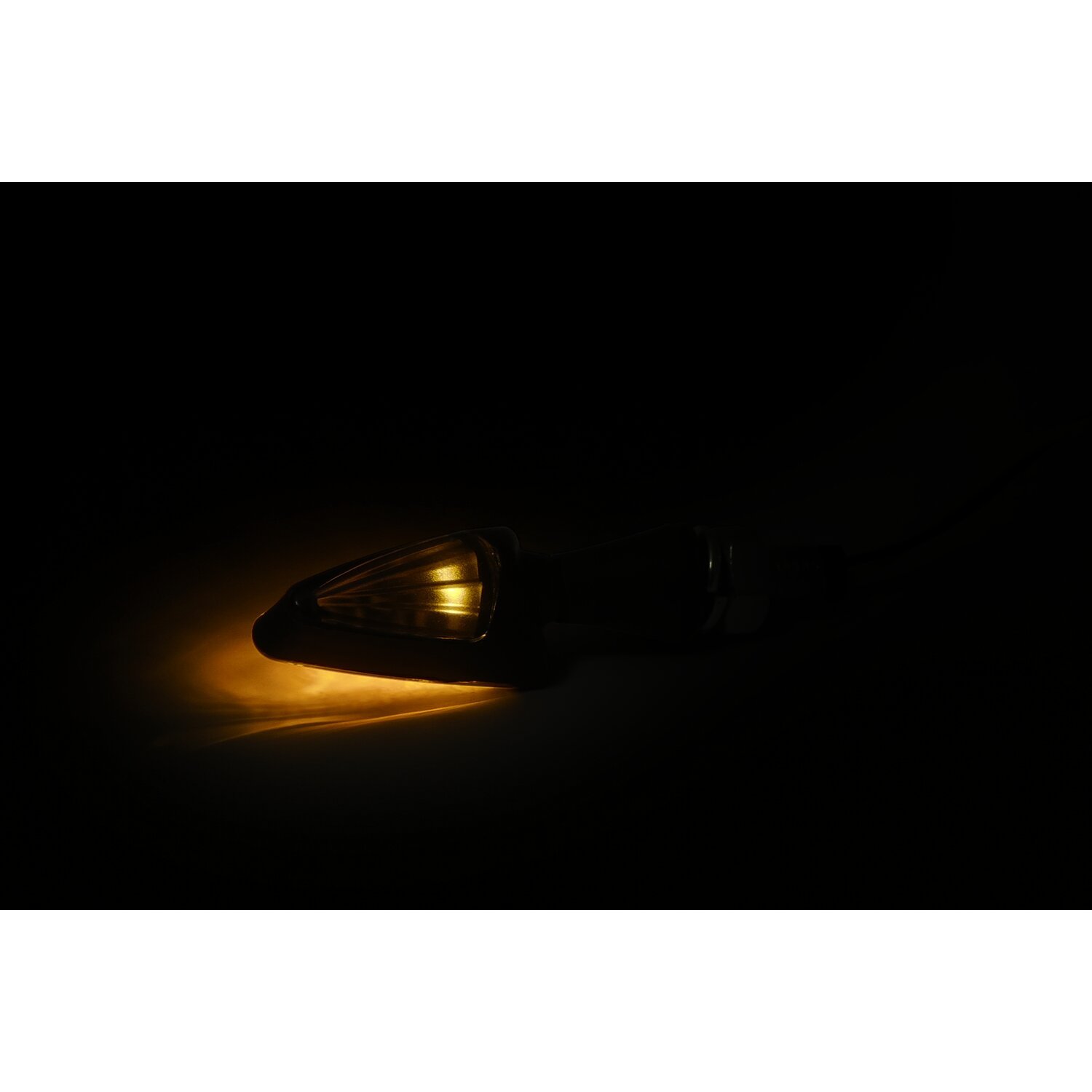 Black peak, LED turn signals. Black. Smoke lens