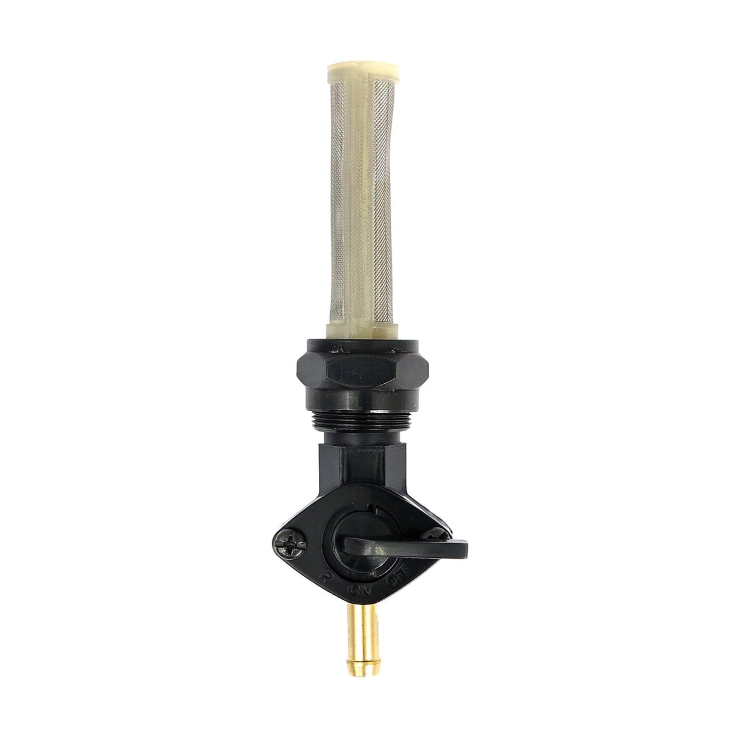 Petcock, late custom style, down outlet, Black