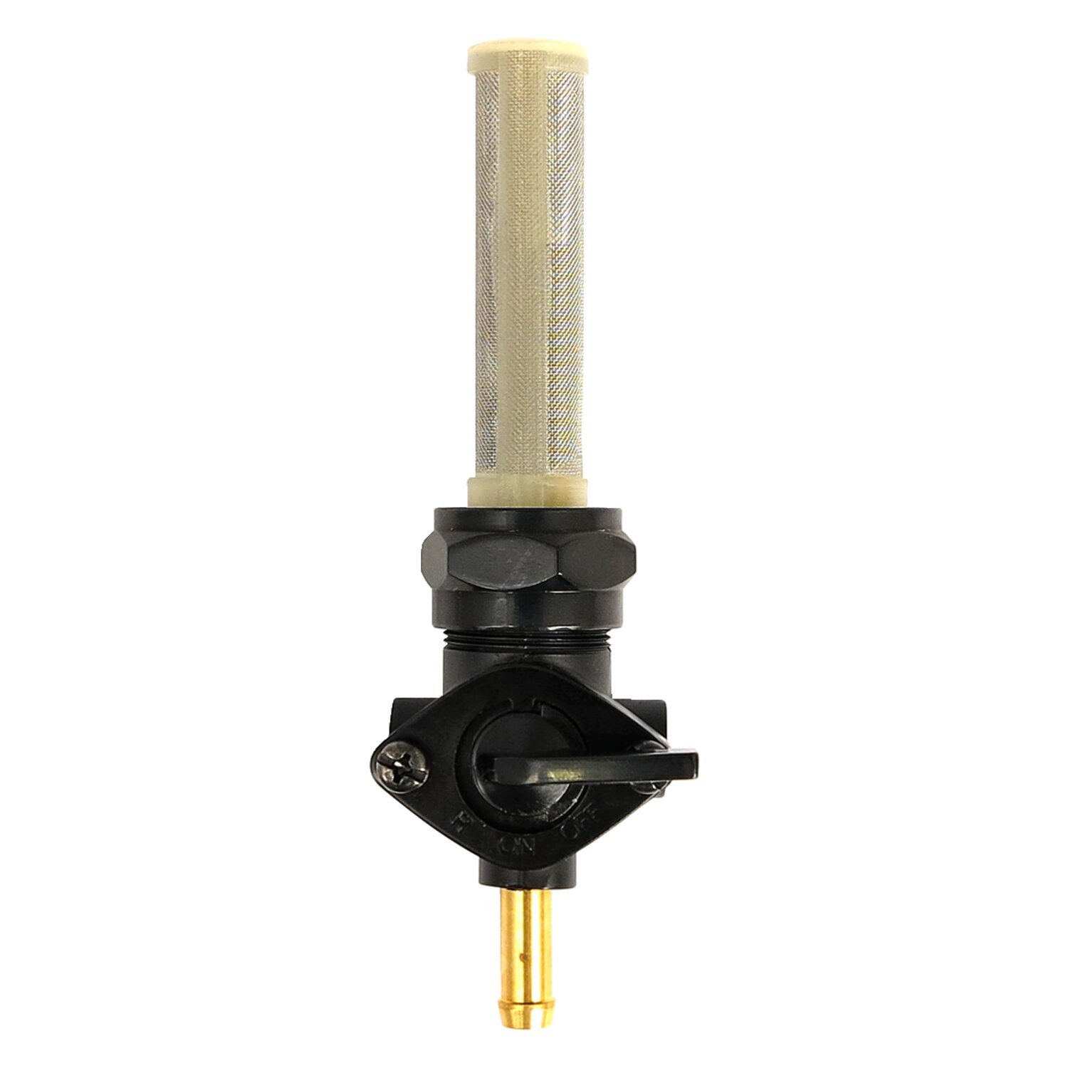 Petcock, late OEM style, down outlet, Black
