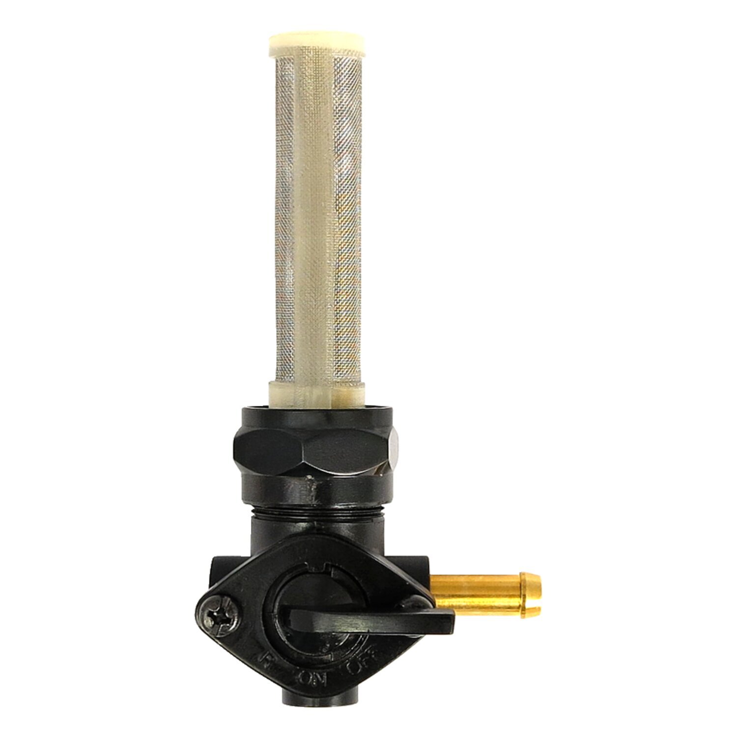Petcock, late OEM style, right outlet, Black