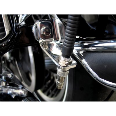 Mounts antenna low and points it in an angle backwards, so it will clear a Tour Pak. Mounts to rear fender support brackets. Fits models with OEM saddlebag fillers. Kit includes hardware and a polished stainless bracket.