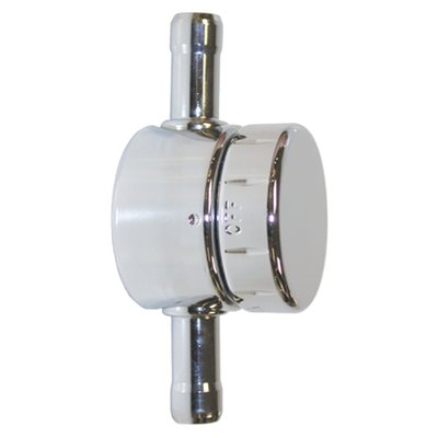 Versatility in the fuel valve department for the custom builder. Mounts anywhere in the fuel line. Rotating knob with On/Off design without reserve or filter. Suitable 5/16" (8mm) inside diameter fuel hose. 
- Chrome plated
- On/Off
- No reserve
- No fuel filter
- For 5/16" (8mm) fuel hose
- inline installation
