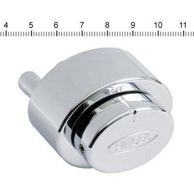 Chrome plated brass fuel valve that allows the custom builder to attach the fuel lines directly to the gas tank, and route them to the fuel valve. The fuel valve can be remotely mounted anywhere on the bike, is equipped with 5/16" fuel hose fittings and an On/Off/Reserve setting. It can also be mounted directly to the bottom side of a custom gas tank when the tank is built. 
- Chrome plated brass 
- On/off/reserve 
- For in-line use; with 4 mount holes 
- For 5/16" (8mm) fuel hose 
- Dimensions: 1-1/2" (3.8cm) high x 2" (5.1cm) long x 1-3/8" (3.5cm) deep. 
Why a Pingel? If you need a petcock that is made without compromises, you'll want a Pingel. Pingel petcocks are world famous for their gas guzzling capabilities and if you think you don't need a high flow petcock... think again. With a regular petcock, when traveling at high speed, even with a stock engine, it can happen that your bike uses more fuel than a regular petcock can deliver. The engine sucks the float bowl dry, literally starving the engine. With High Performance Big Inch motors the problem increases. Pingel petcocks can supply the amount of fuel your engine needs to perform. 