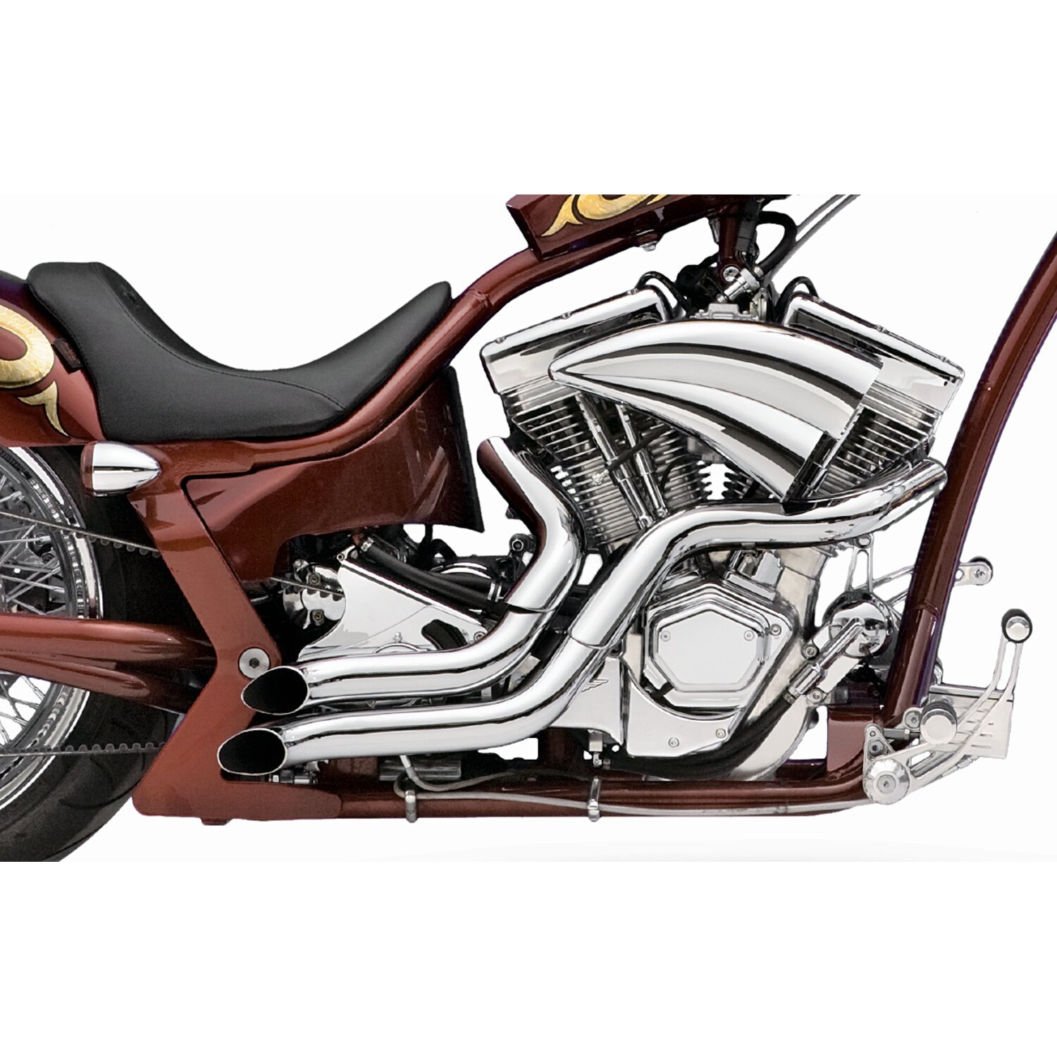 Paughco, 2" Dump pipes exhaust for RSD frames, Chrome
