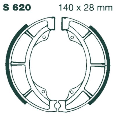 EBC grooved series brake shoes are radius ground and edge trimmed to fit precisely in your brake drum and also feature lead in and lead out chamfers at lining ends and original equipment style brake shoe springs. The multiple angled liner grooves are designed to channel away dirt, dust,water and debris from the braking area to improve braking and extend shoe and drum life.