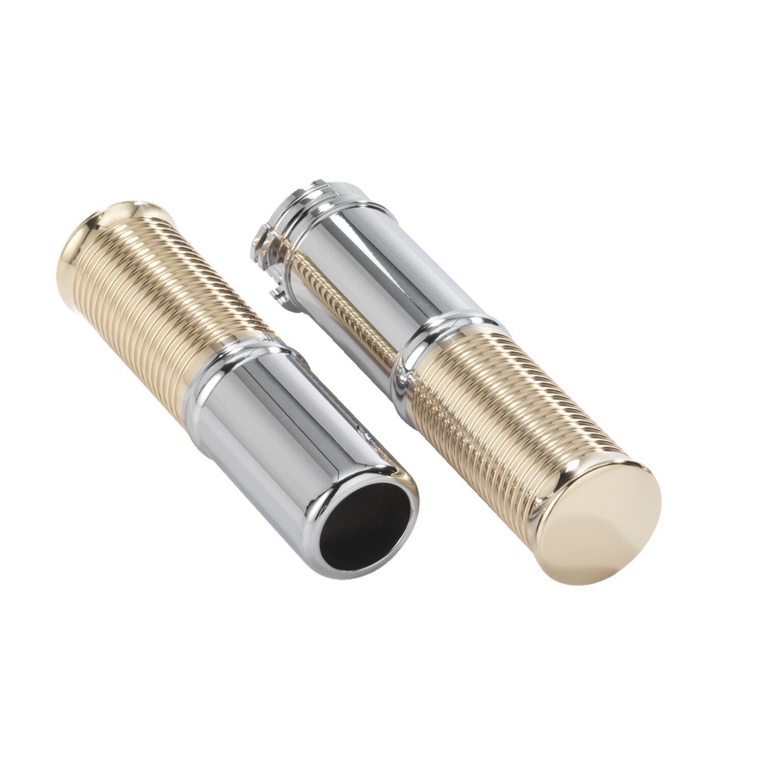 Kustom Tech, FL handlebar grip set. Polished alu/brass, Silver