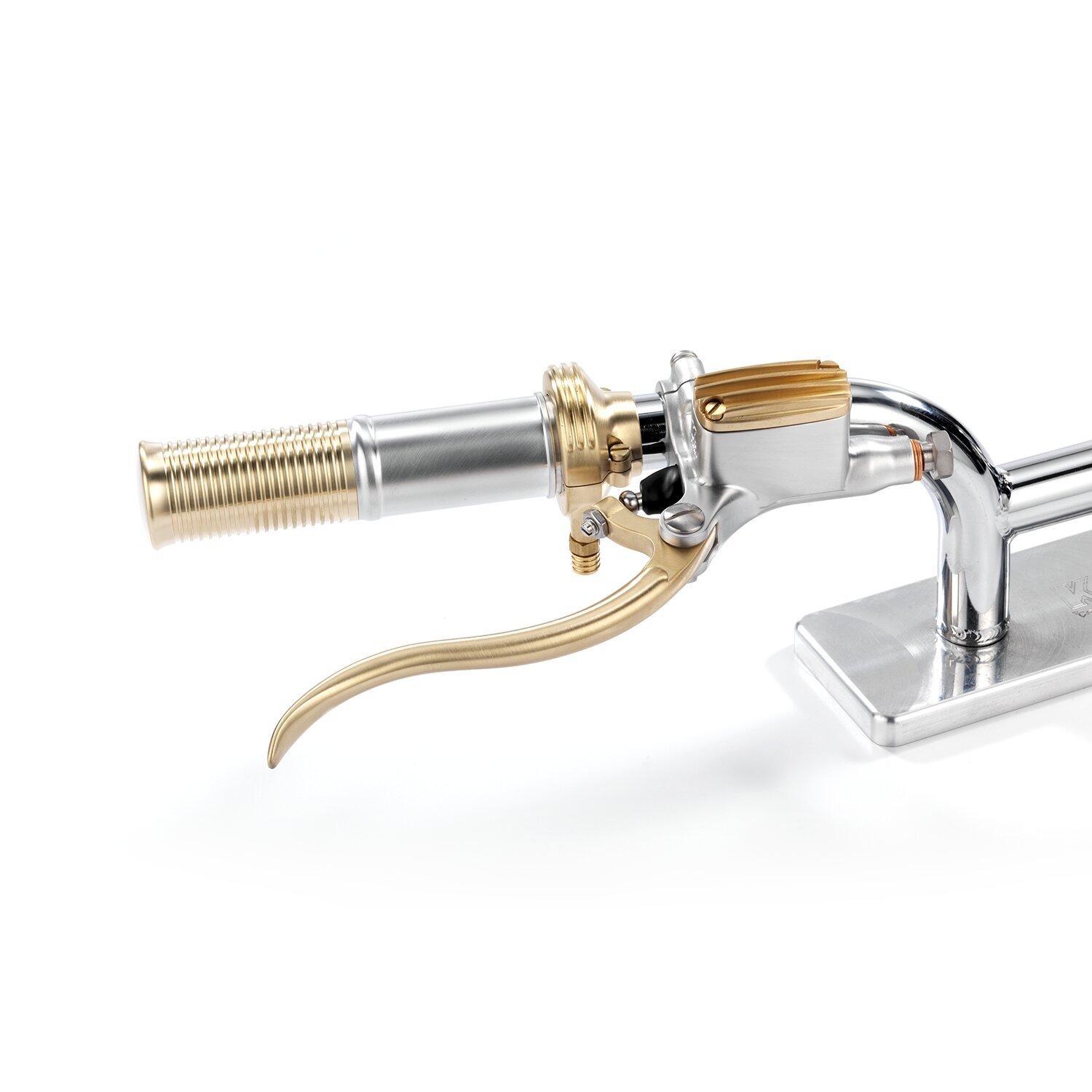 Kustom Tech, FL handlebar grip set. Satin alu/brass, Silver