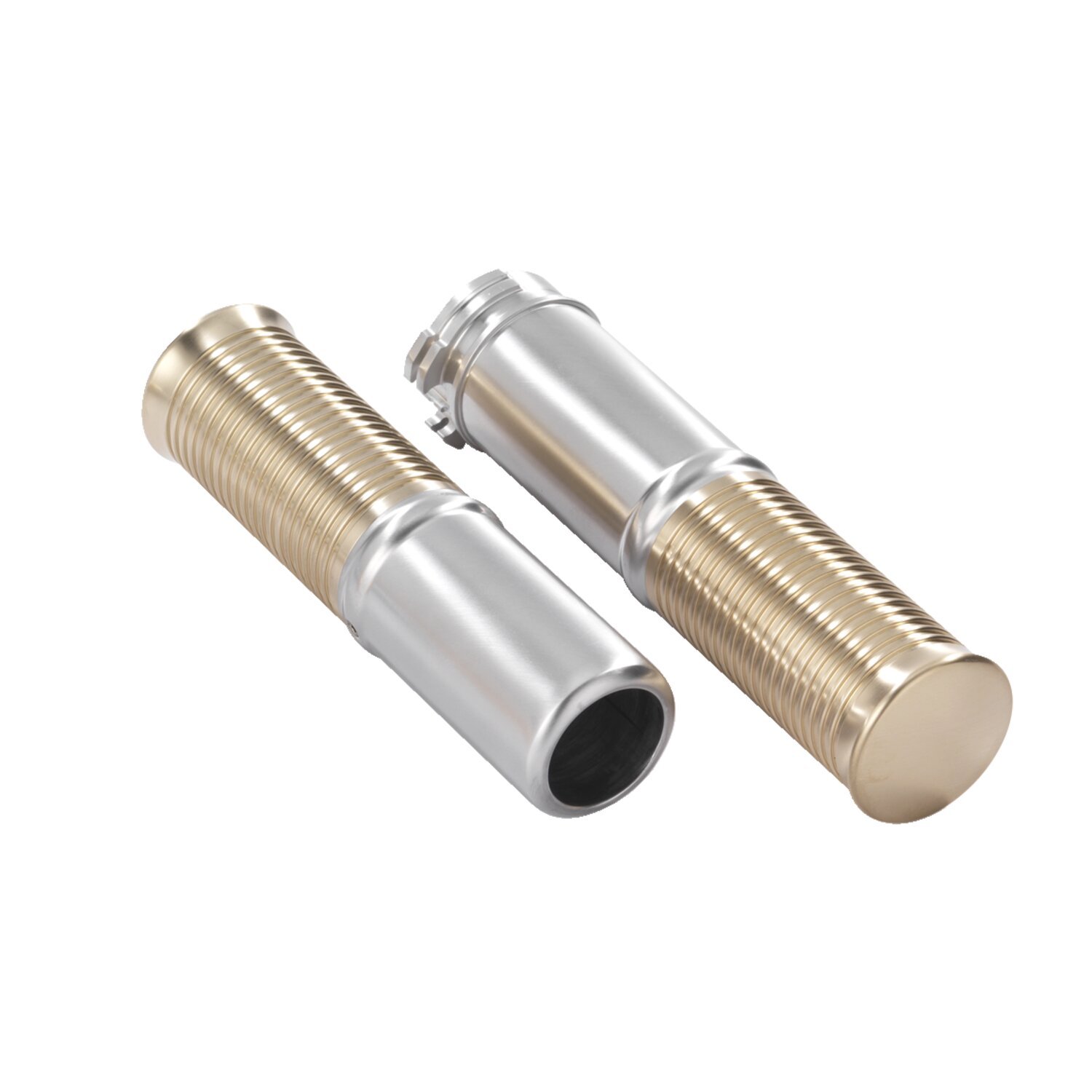 Kustom Tech, FL handlebar grip set. Satin alu/brass