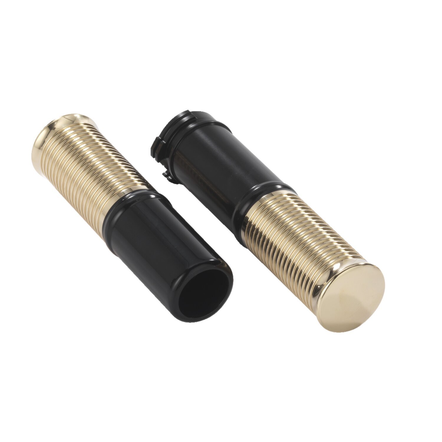 Kustom Tech, FL handlebar grip set. Black alu/polished brass