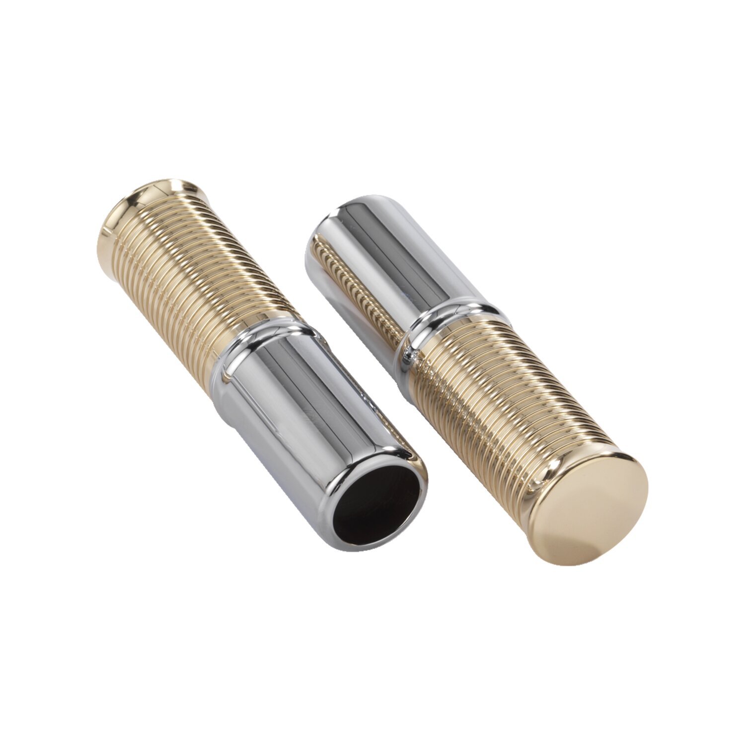 Kustom Tech, FL handlebar grip set. Int. throttle, pol a/b, Silver, Polished
