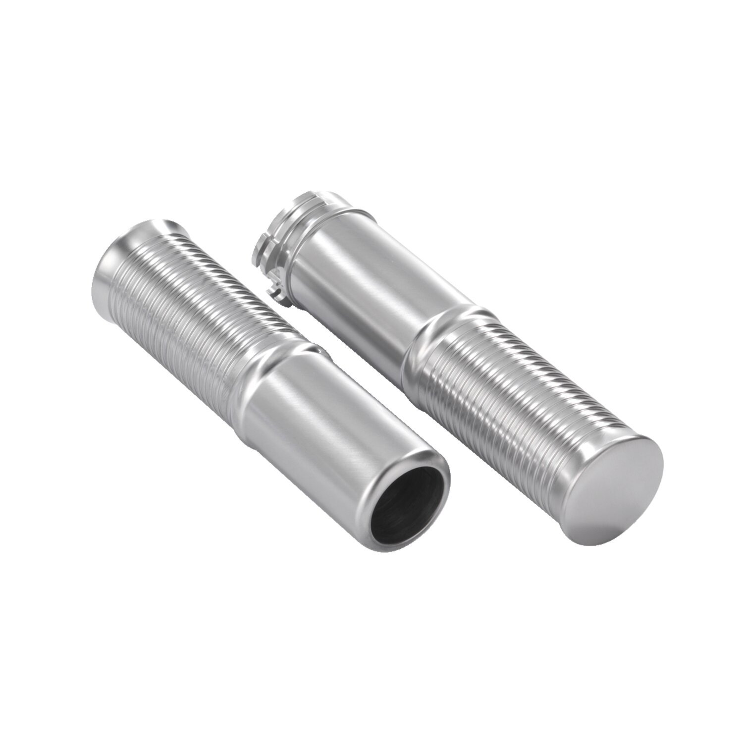 Kustom Tech, FL handlebar grip set. Satin aluminum, Silver