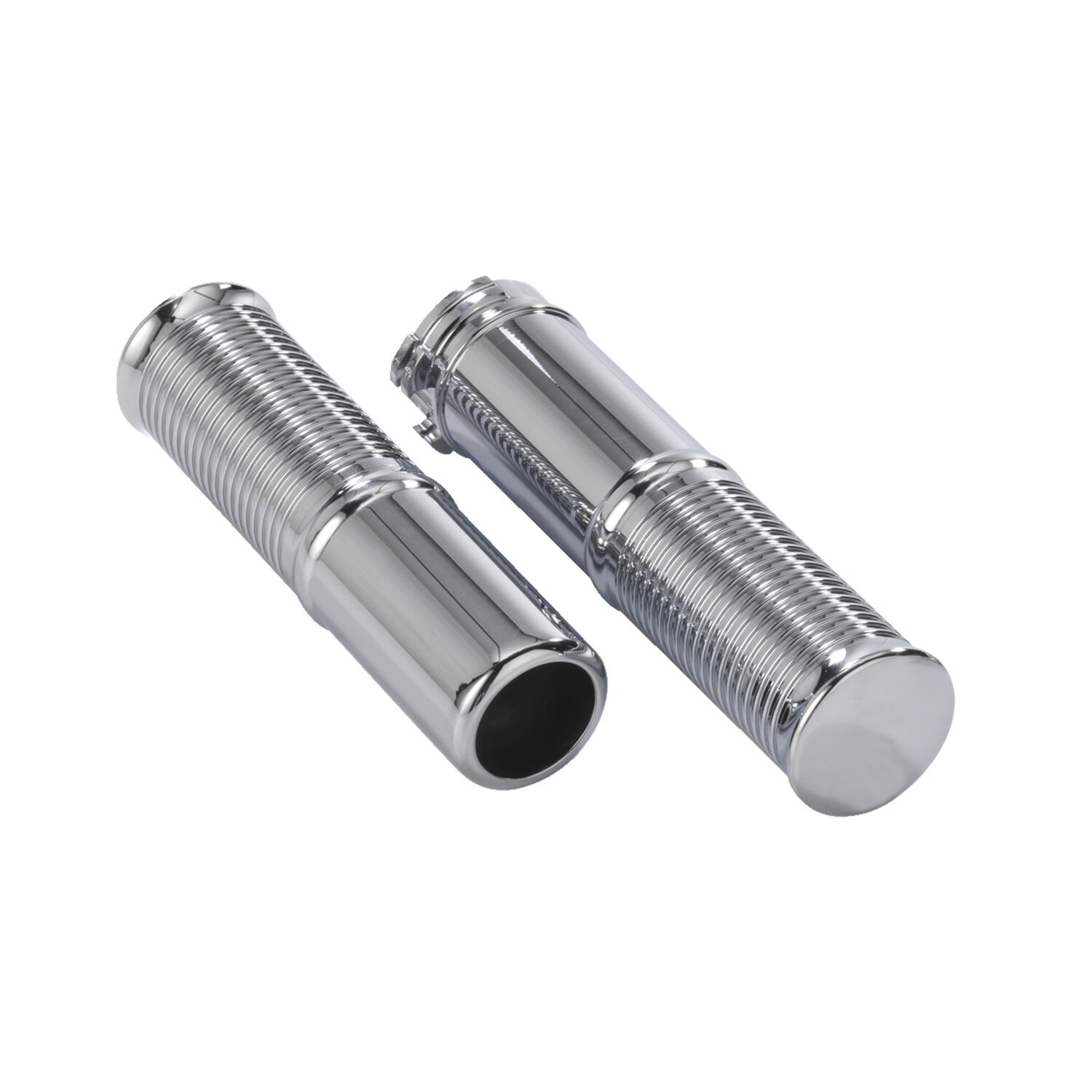 Kustom Tech, FL handlebar grip set. Chromed aluminum, Silver