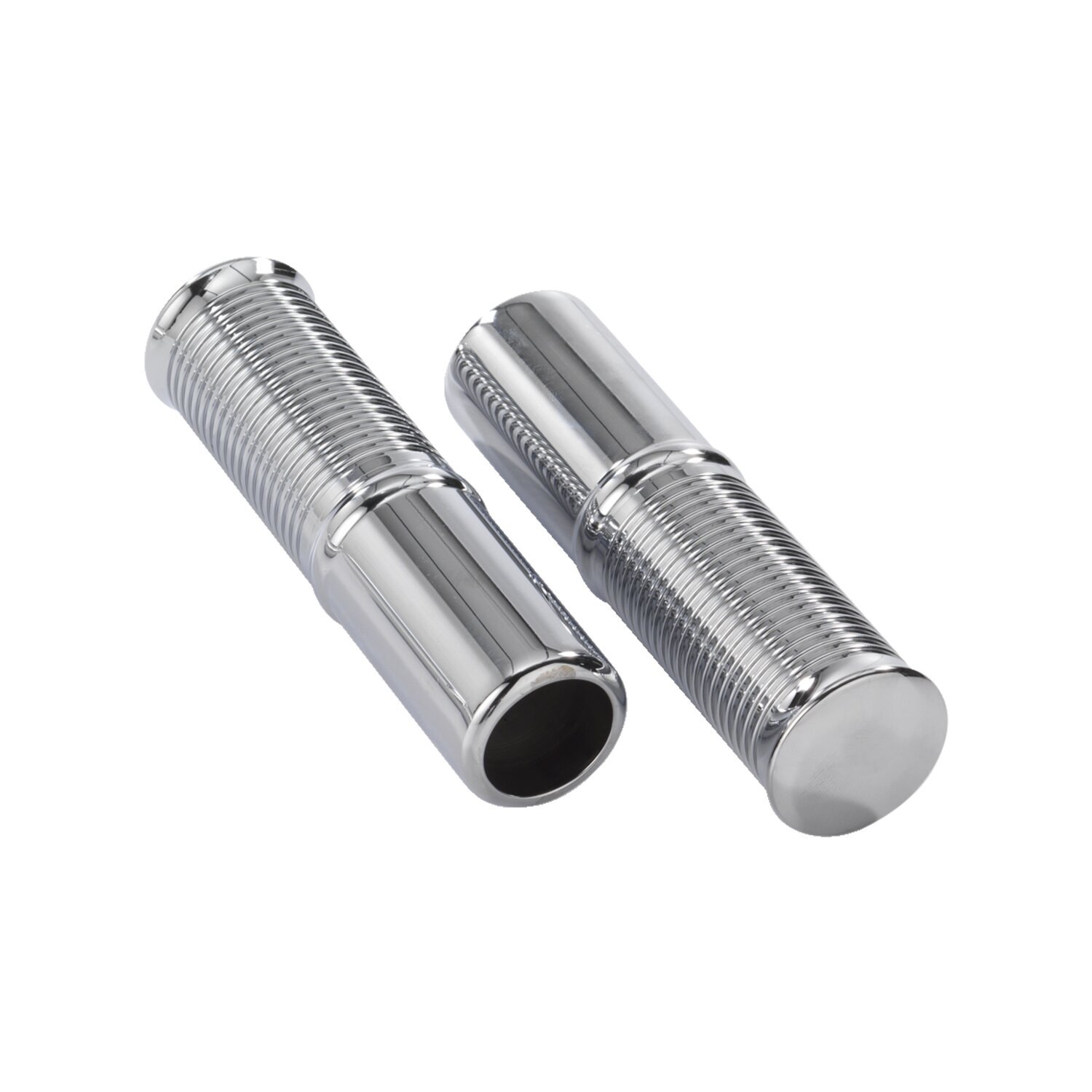 Kustom Tech, FL handlebar grip set. Int. throttle, Silver, Chrome