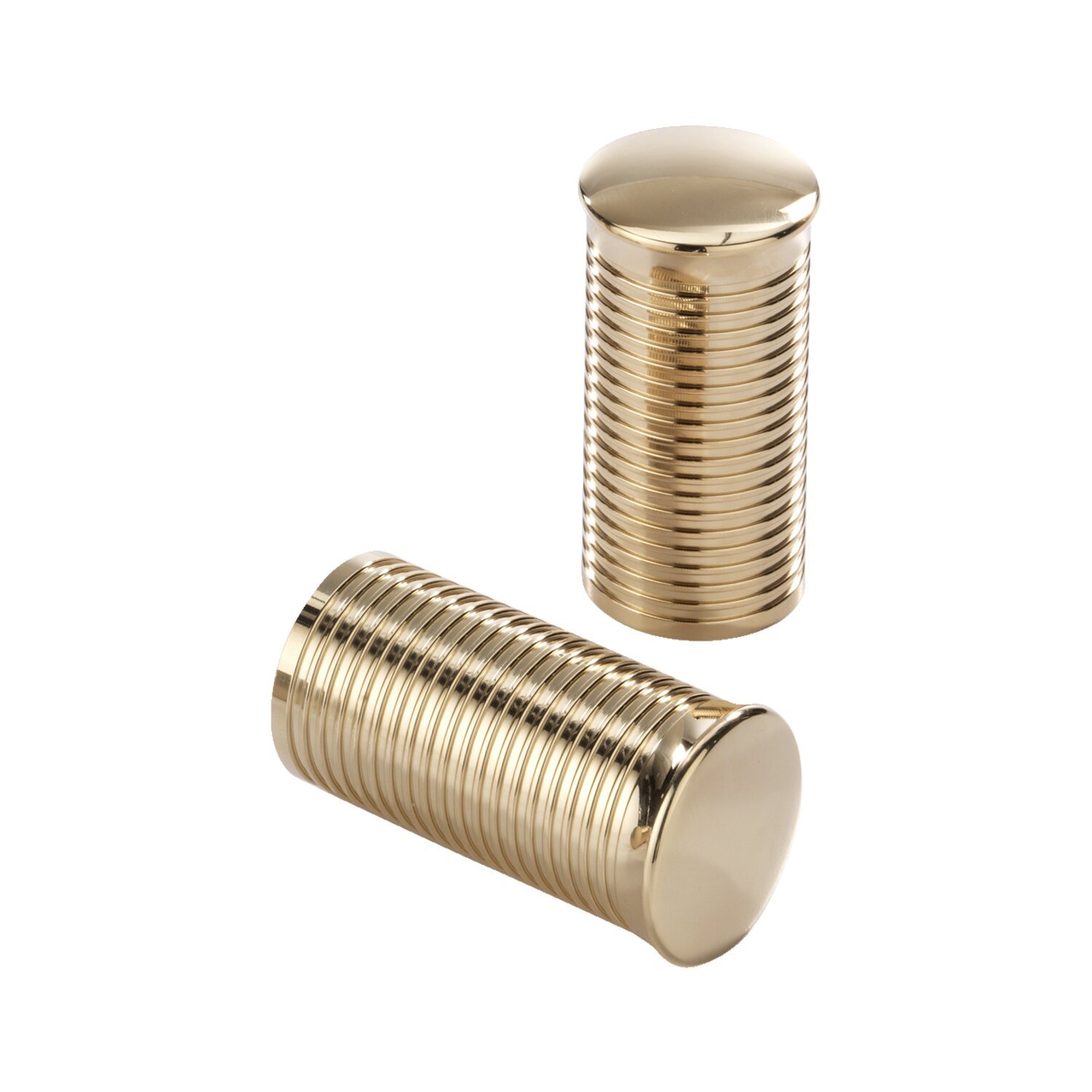 Kustom Tech, FL handlebar grip ends. Ribbed, pol brass, Gold, Polished