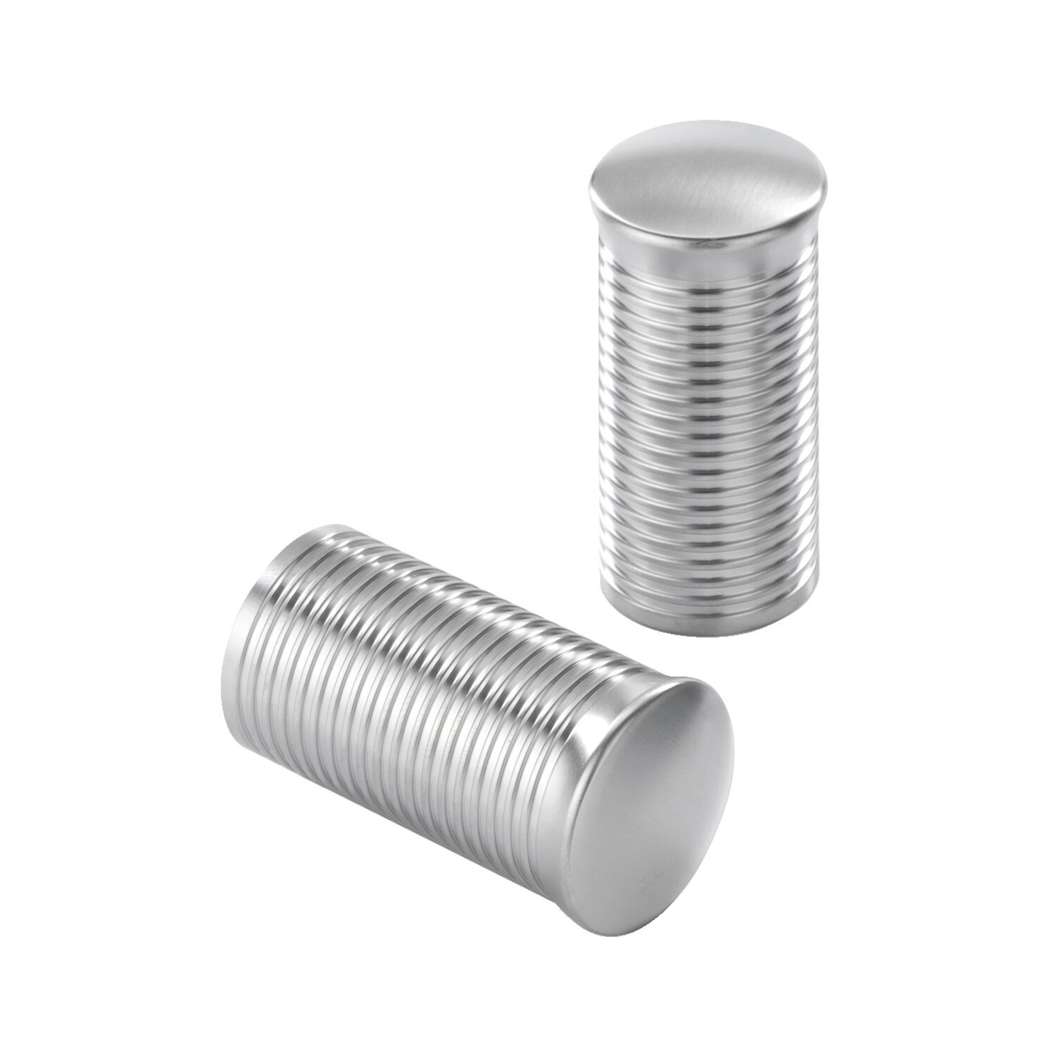 Kustom Tech, FL handlebar grip ends. Ribbed satin aluminum, Silver