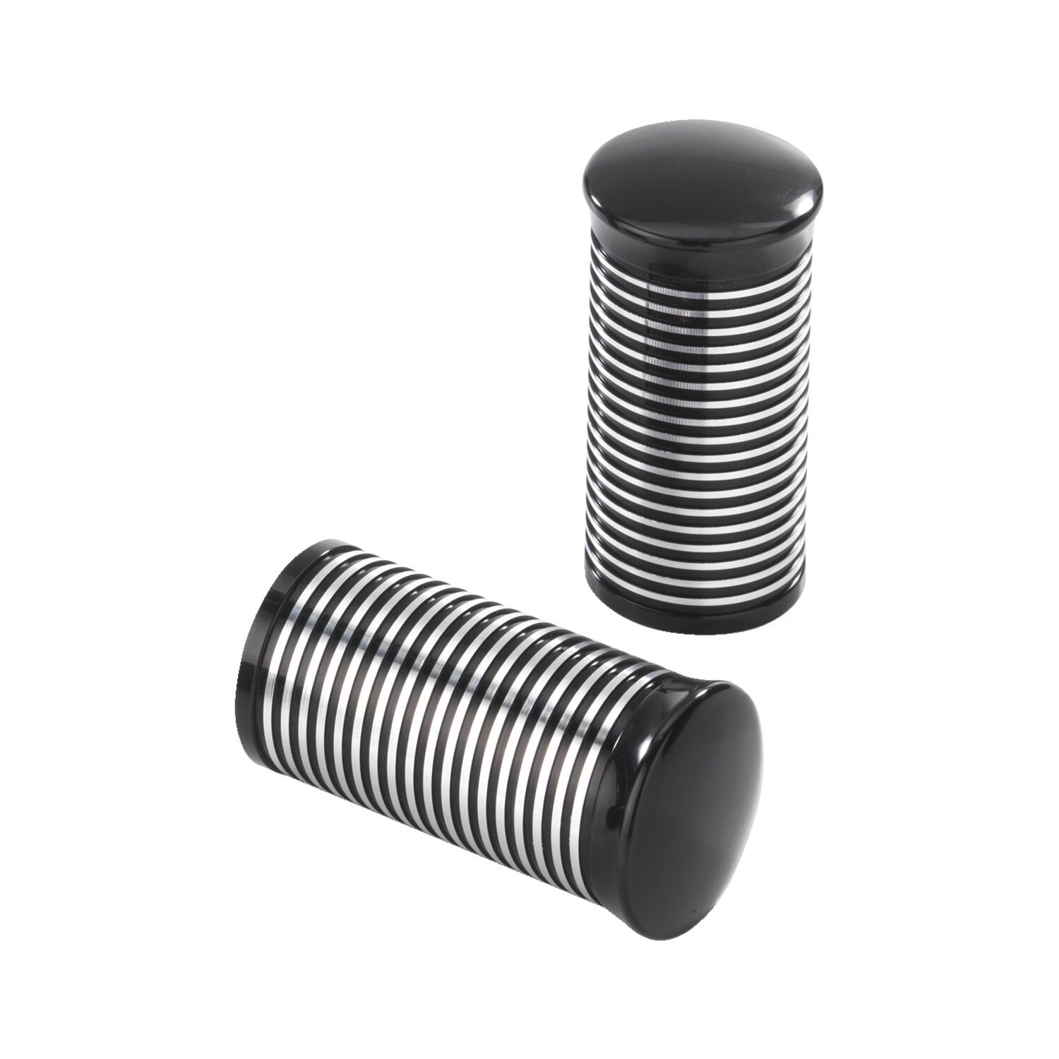 Kustom Tech, FL handlebar grip ends. Ribbed black CC alu, Contrast Cut