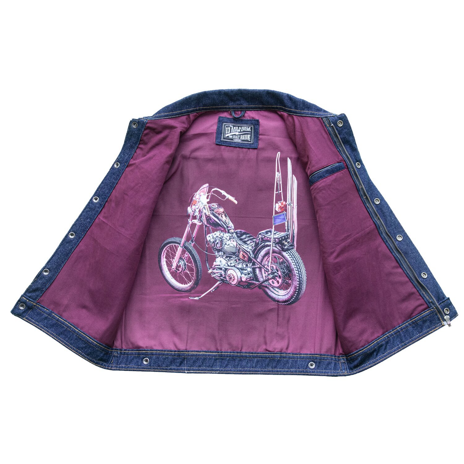 13 1/2 Rain Splitter denim vest, Blue, S