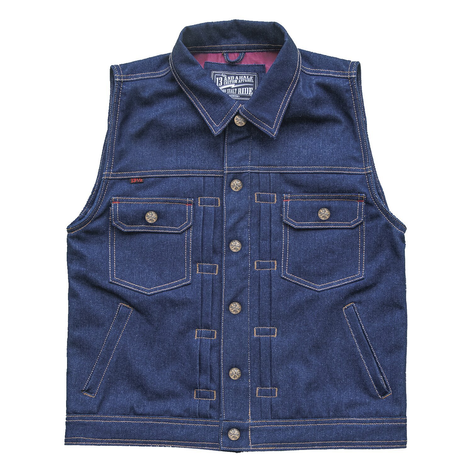 13 1/2 Rain Splitter denim vest, Blue, S