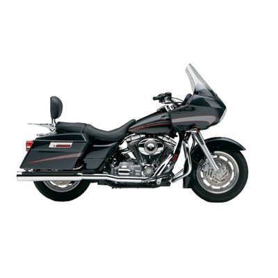 Chrome. Comes with true independant dual head pipes for the best possible H-D potato sound. Full length 2 1/2" inch diameter heat shields cover for a massive look and improved heat deflection. The head pipes are 1 3/4", which give best all round performance. Includes mounting hardware.