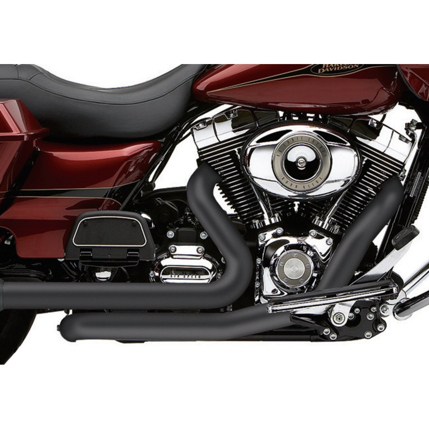 Cobra, independant dual head pipes w/power port - dual bung, Black, Satin