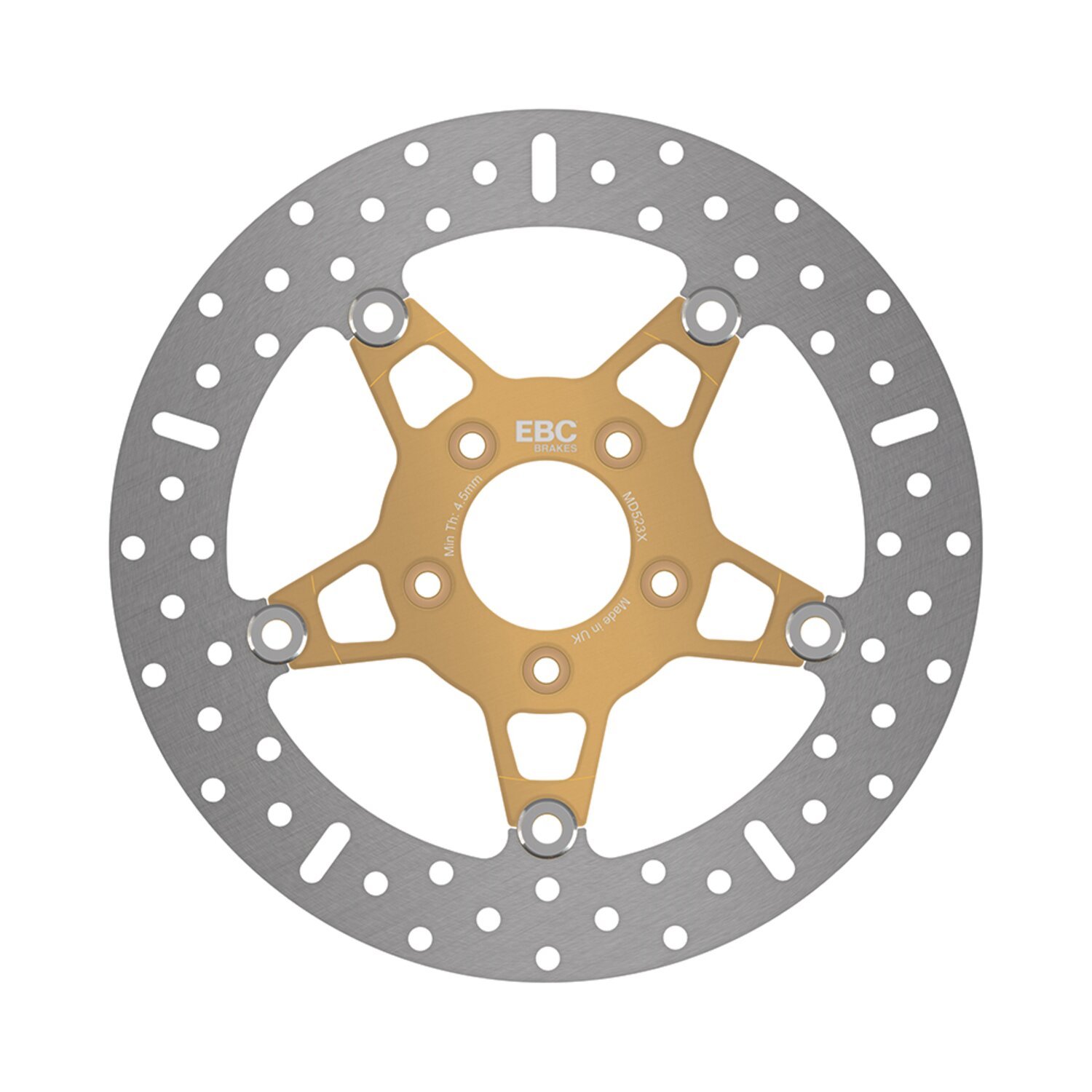 EBC, 5-Button stainless floating brake rotor. Front, Gold