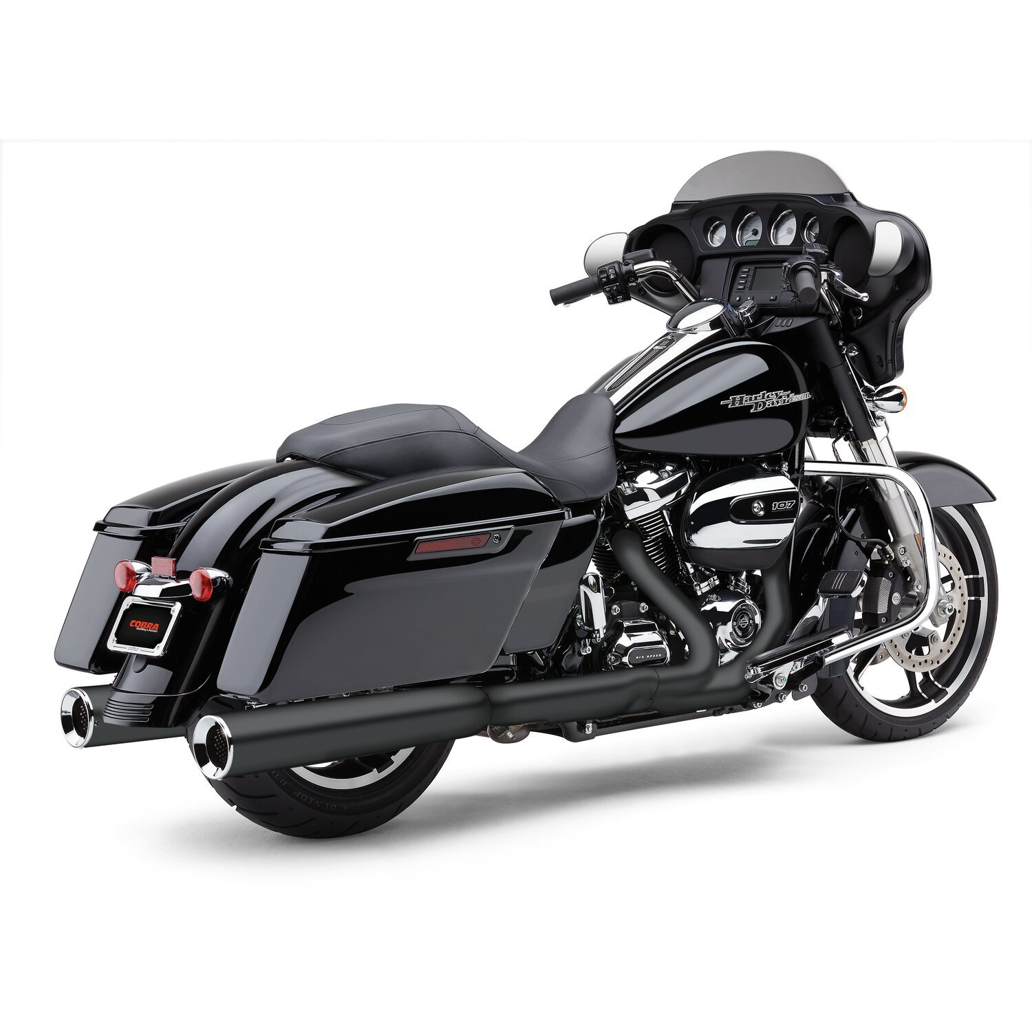 Cobra, Powrflo 4-1/2" slip on mufflers, Black, Satin