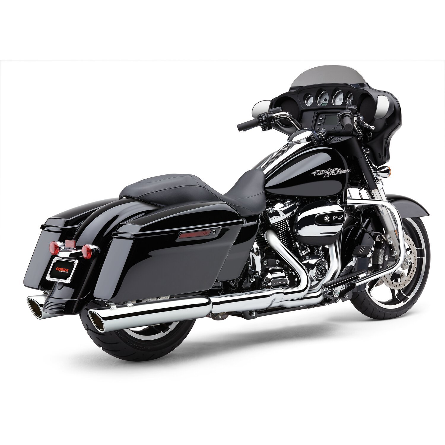 Cobra, 909 Twins 4" slip-on mufflers, Chrome