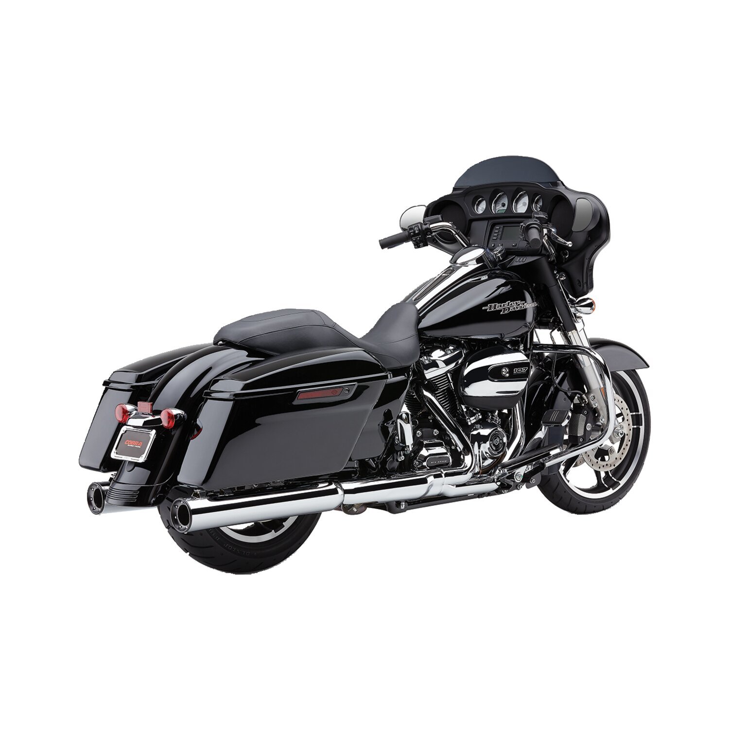 Cobra, 4" slip-on mufflers with Race Pro end caps, Chrome
