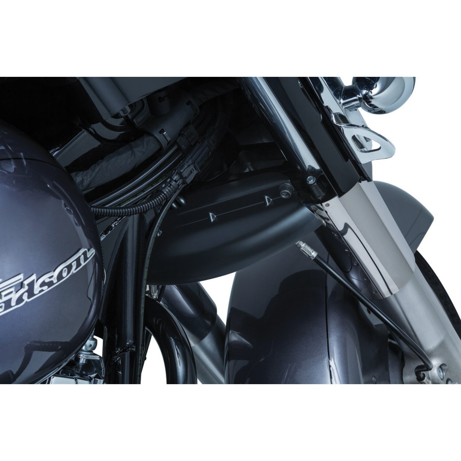 Kuryakyn, Lower triple tree wind deflector. Satin, Black