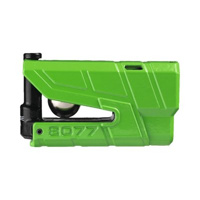 Green colored. ART 4**** approved 940 gram disc brake lock with security level 18. Automatically armed when locked. Electronics are activated after the slightest movement for 15 seconds with 100dB warning sound and is automatically re-armed. With 13.5mm diameter steel pin and Stainless Steel housing. With multi-color info LED. Works on two AAA batteries. Incl. 2 keys  and carrier bag. 
Note: See 708969 for the optional on-bike lock carrier that mounts to round frame tubes (12-18mm diameter) or square frame tubes (12 to 18mm diameter). 