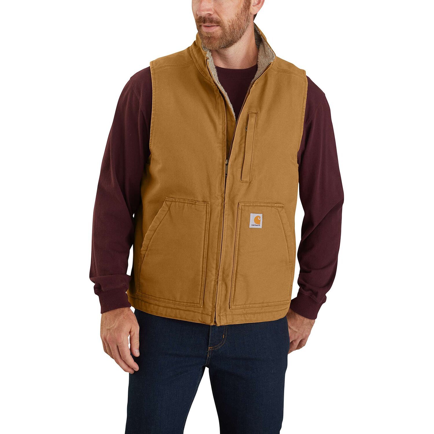 Carhartt Sherpa lined vest, carhartt brown, L