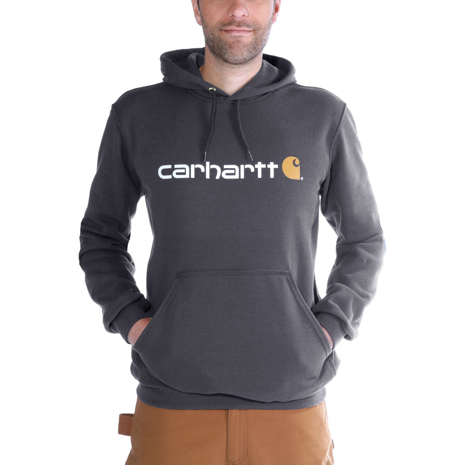 Carhartt Signature logo hoodie, carbon heather, S