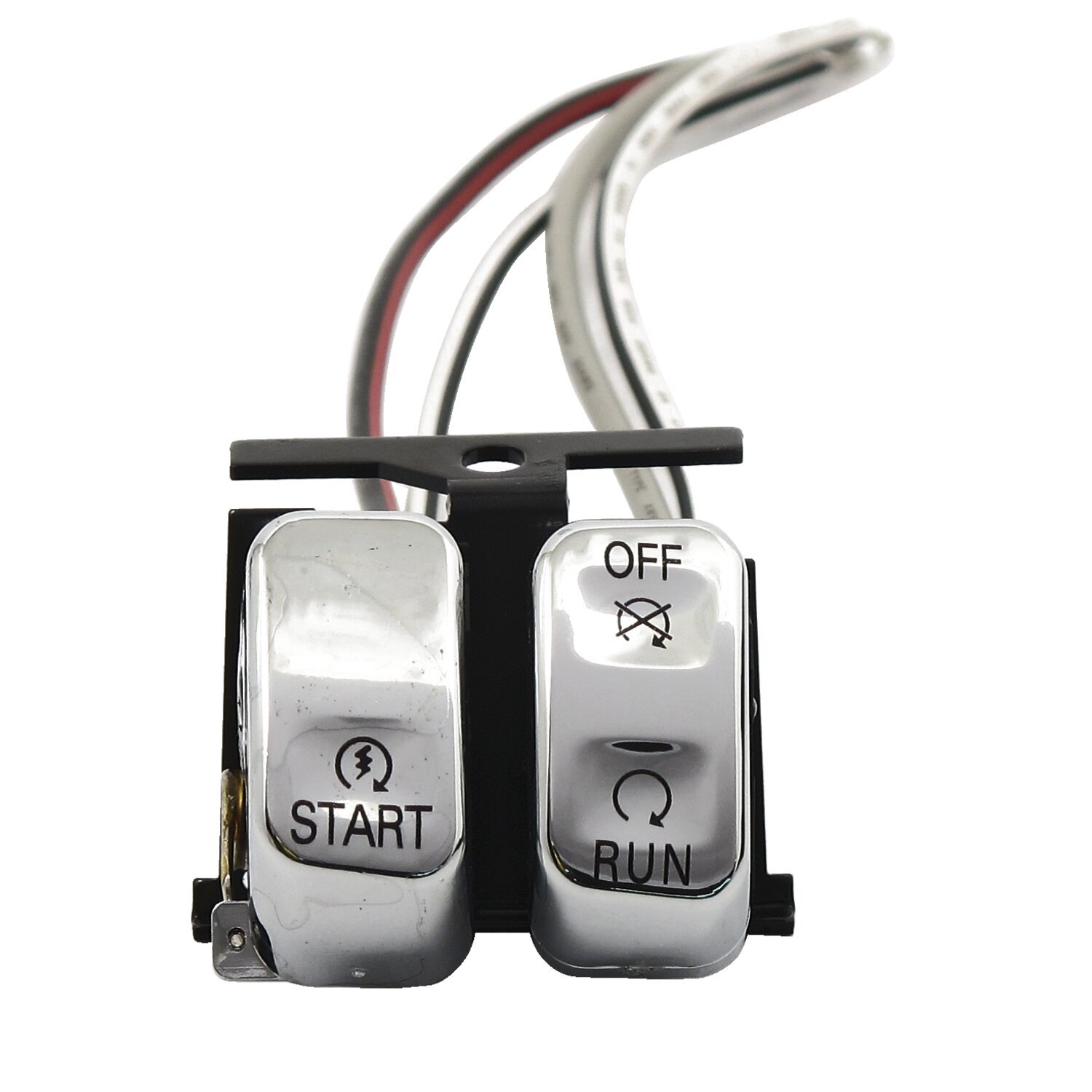 Run/off/start, handlebar switch set, Chrome