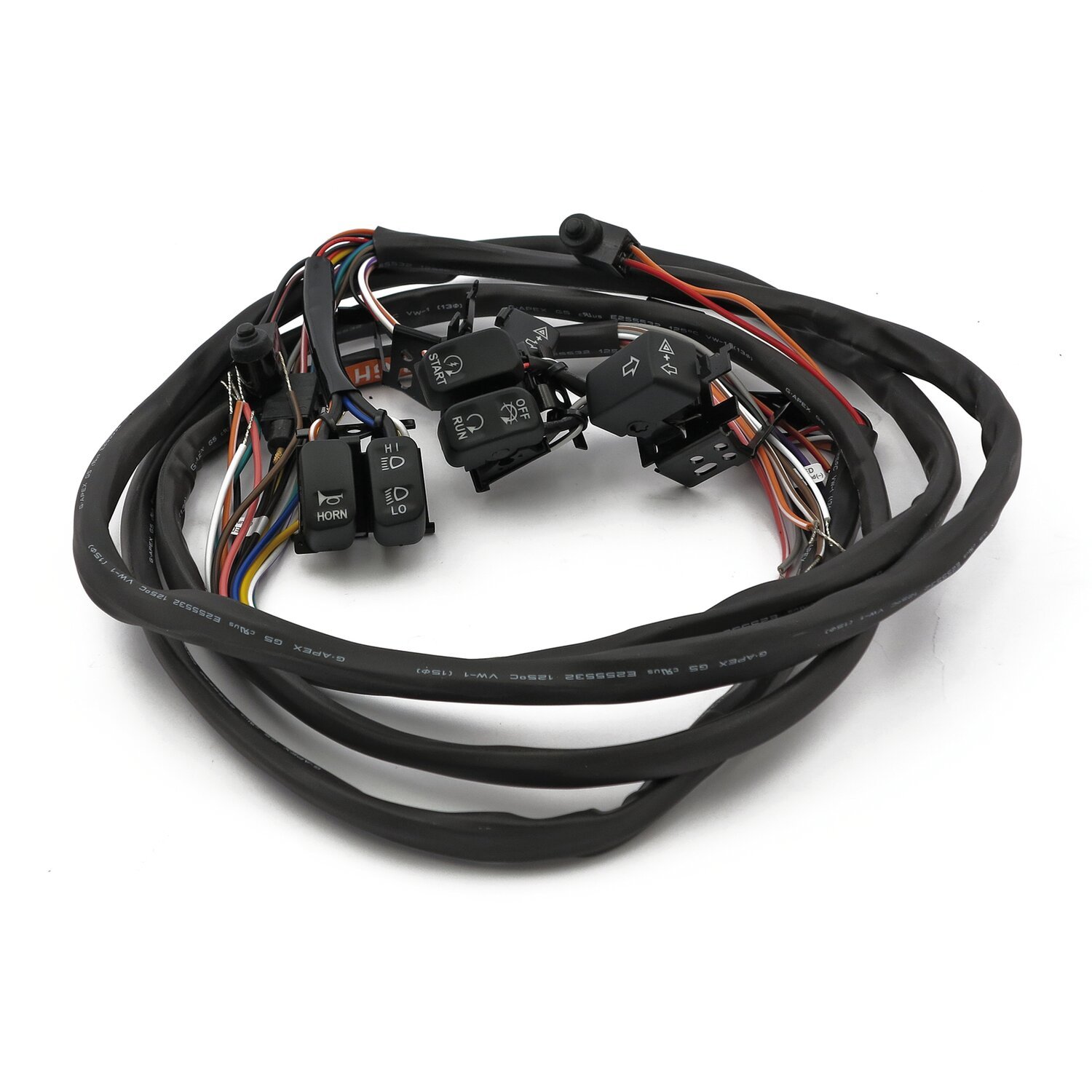 Handlebar switch & wiring kit. Radio, Black