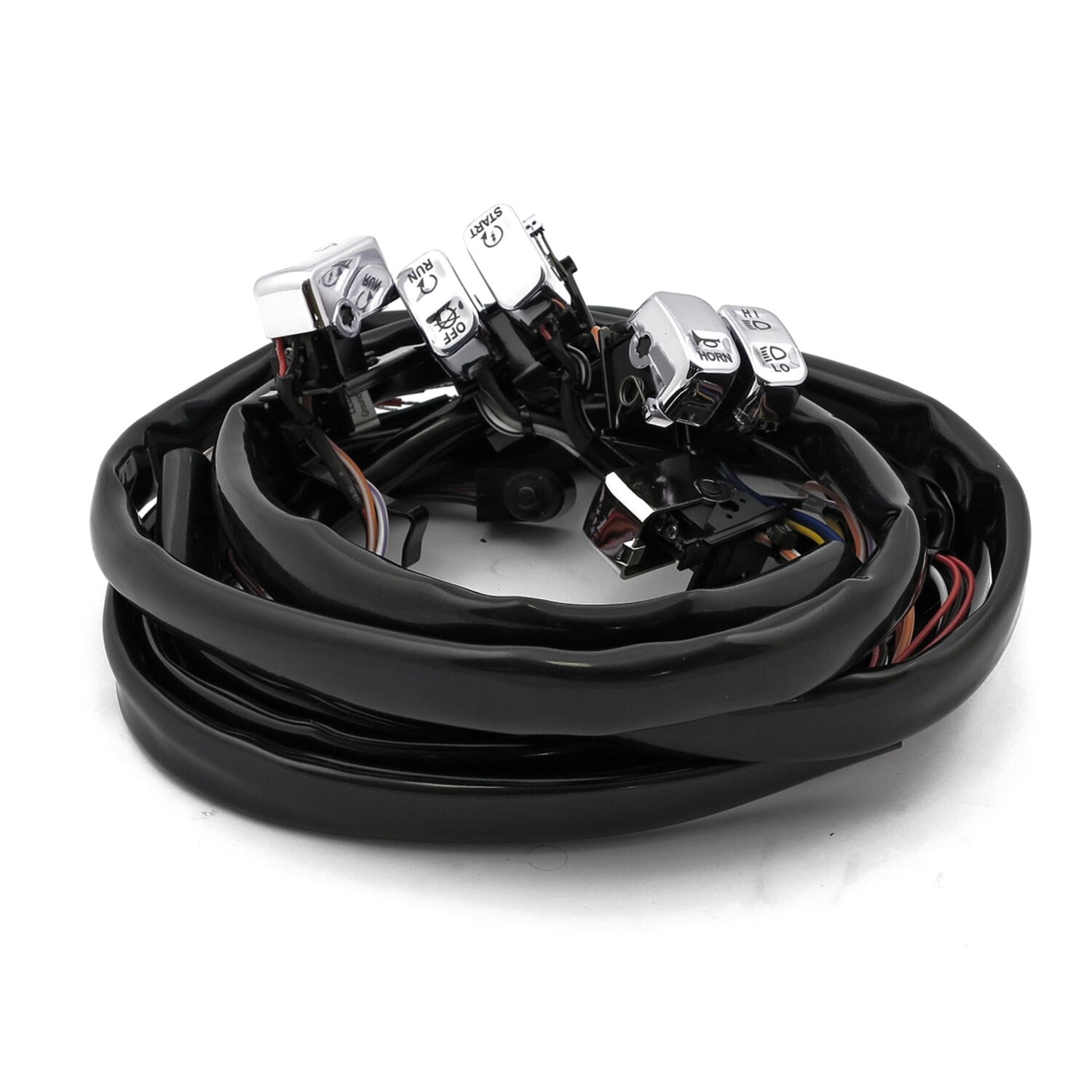 Handlebar switch & wiring kit. Standard, Black, Chrome