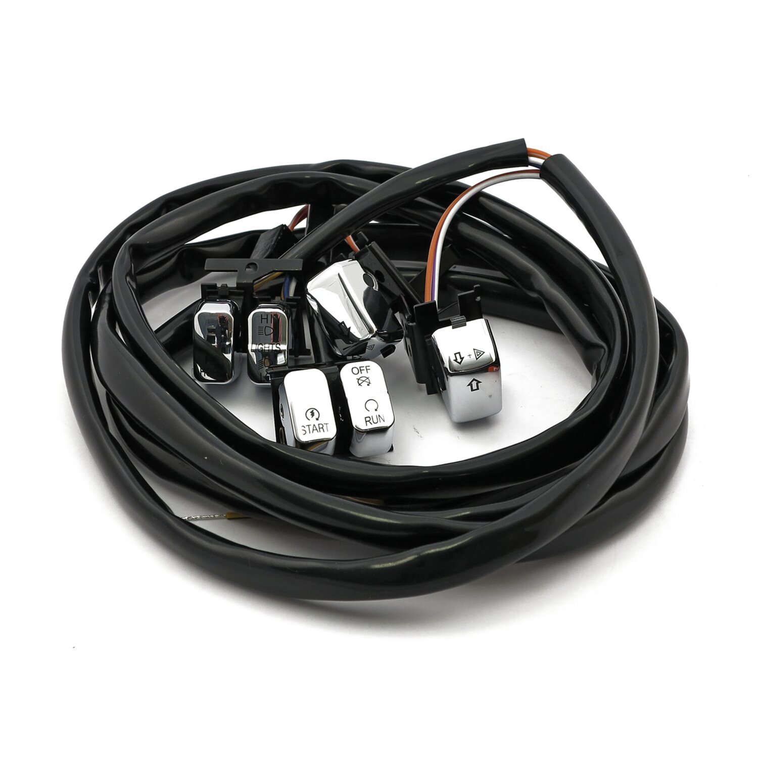 Handlebar switch & wiring kit. Standard. LED, Chrome