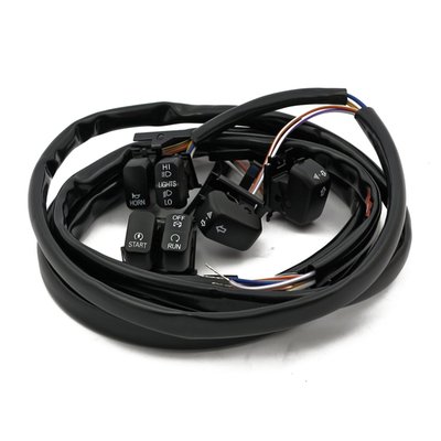 Not lighted. Direct replacement switch housing switches.  Incl. brake light switch, terminals and hardware. Ready to install. Complete with pre-installed 60" (152cm) wiring for stock applications.