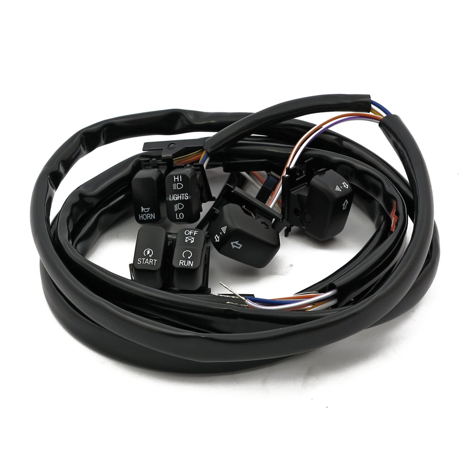 Handlebar switch & wiring kit. Standard. LED, Black