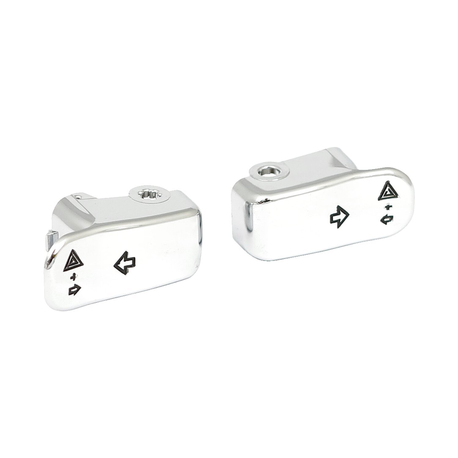 Turn signal switch extender cap set, Silver, Chrome