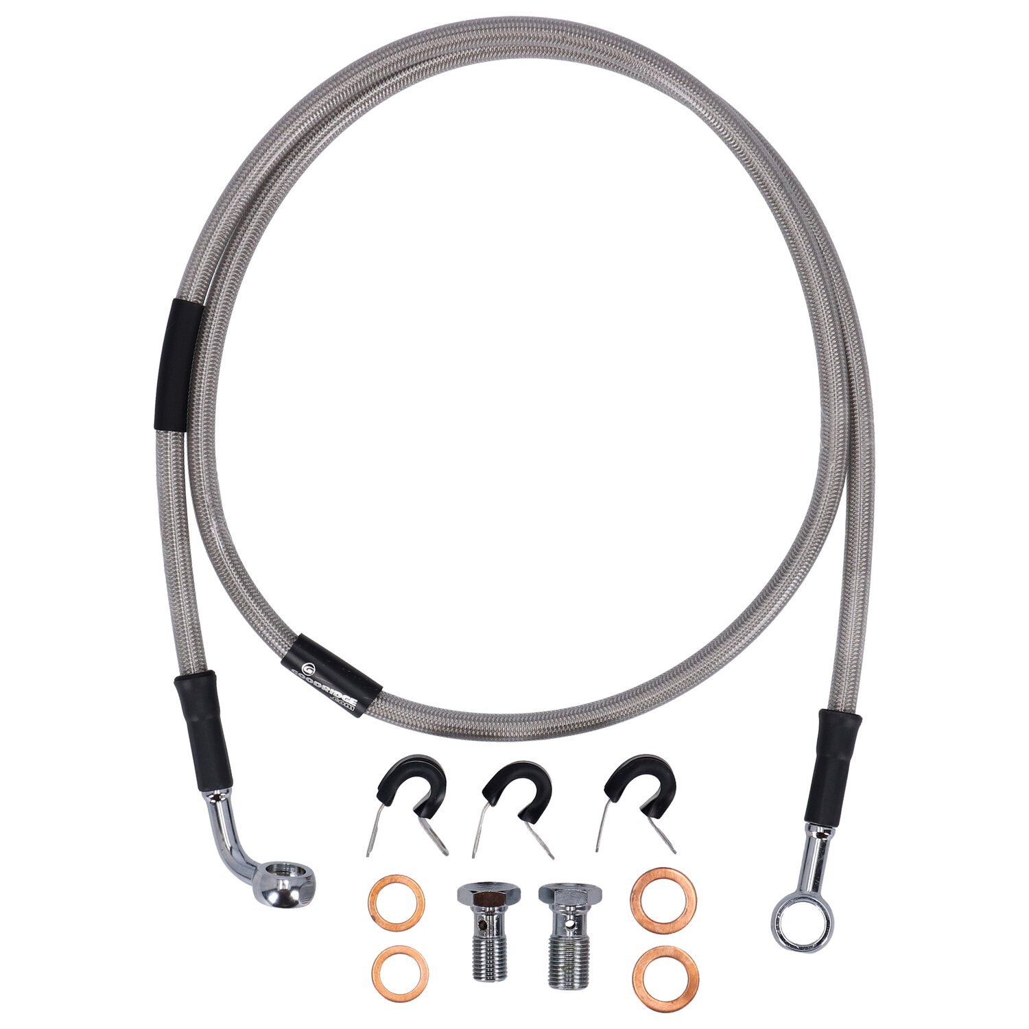 MCS by Goodridge brake line front, stainless clear coated