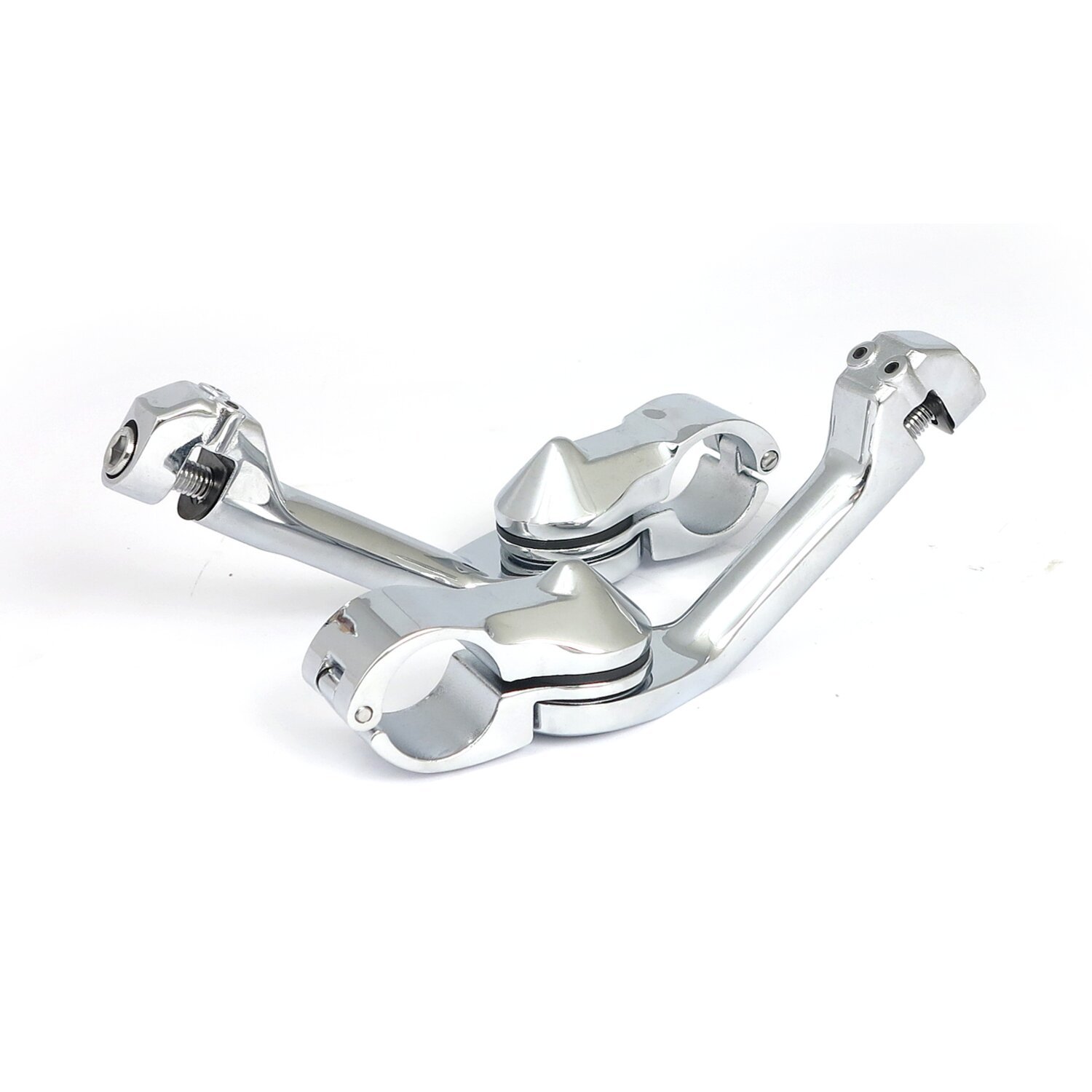 Engine guard, angled foot peg mount kit. long, Chrome