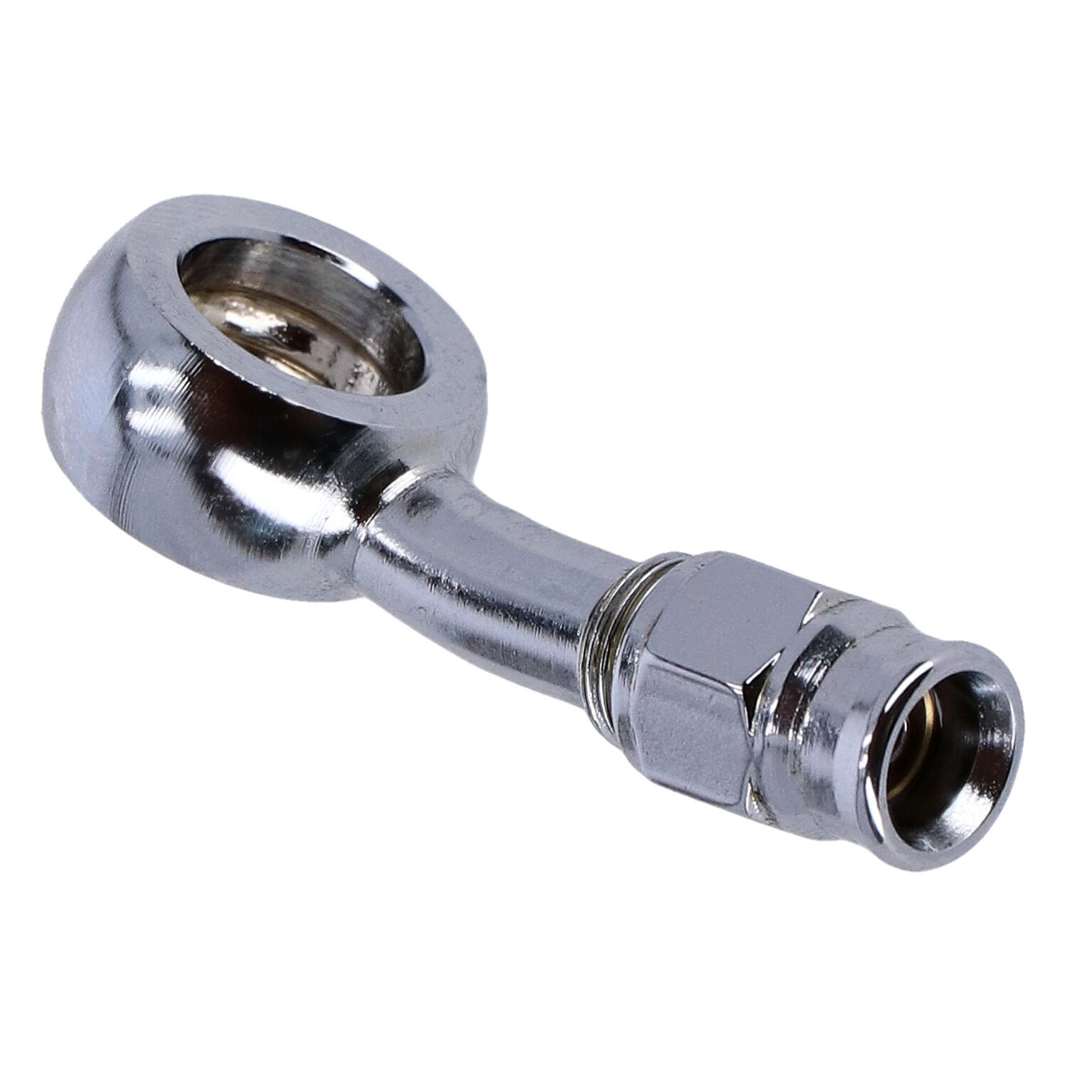 Goodridge, 12mm banjo fitting 20 degree bend, Chrome