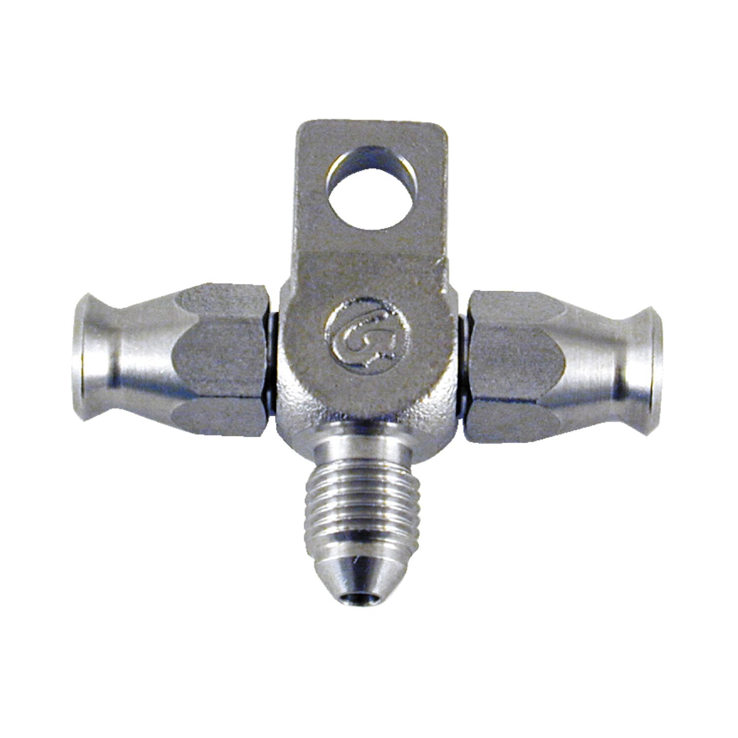 Goodridge t-fitting with 2 hose ends. ss