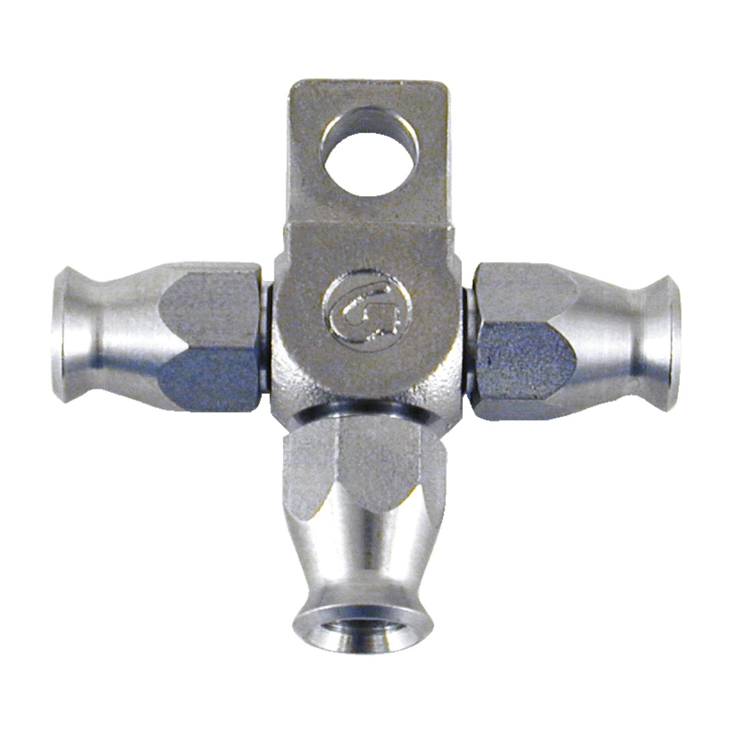 Goodridge t- fitting, 3 hose ends. High polished SS