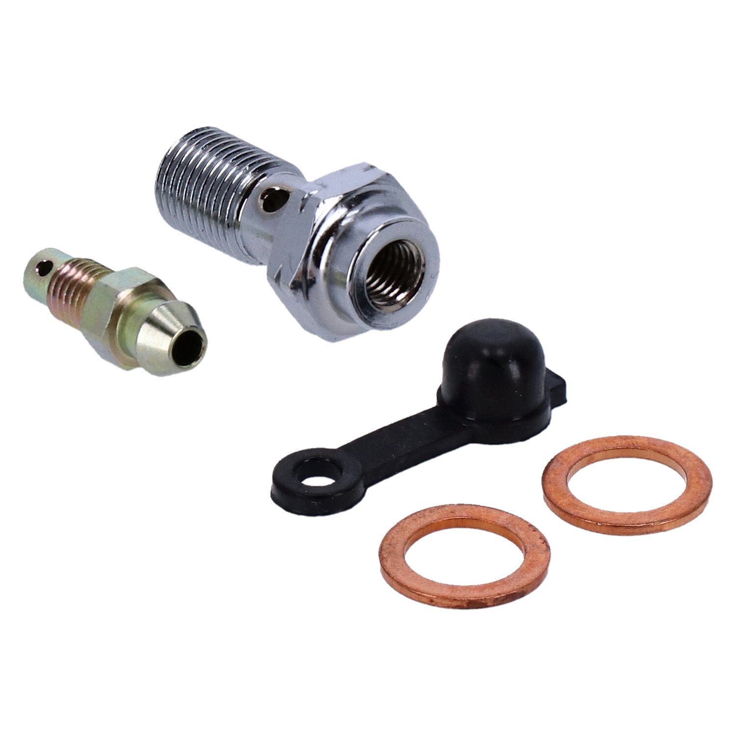 Goodridge, M10 x 1.00 banjo bolt w/bleed nipple, Chrome