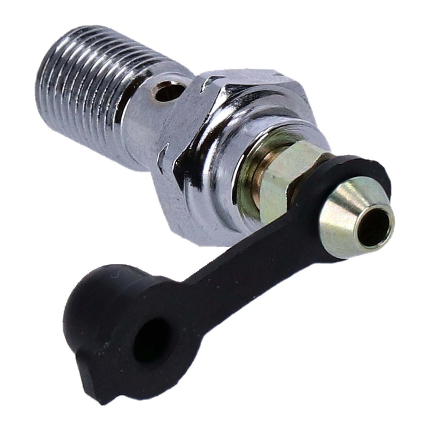 Goodridge, M10 x 1.00 banjo bolt w/bleed nipple, Chrome