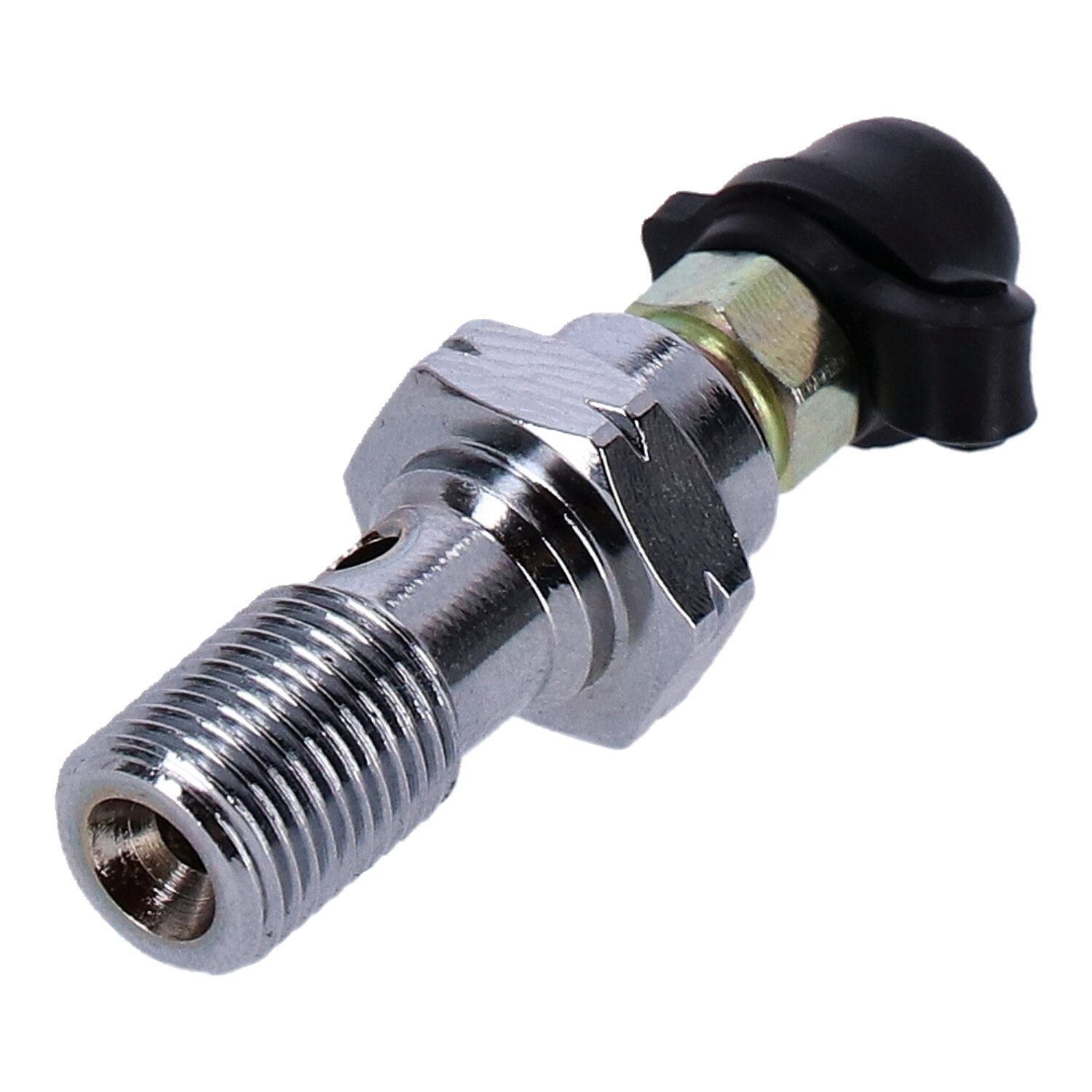 Goodridge, M10 x 1.00 banjo bolt w/bleed nipple, Chrome