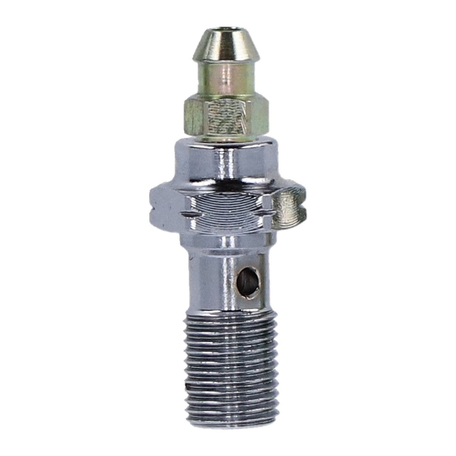 Goodridge, M10 x 1.00 banjo bolt w/bleed nipple. Chrome